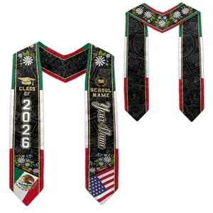 Personalized Class of 2026Graduation Sash, Mexican American Flag Stole, Latino Graduation Gift