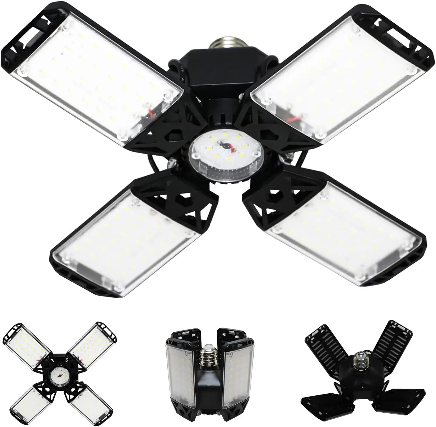 LED Garage Light, 150W, 15000 LM LED Shop Light 4+1 Adjustable Panel, 6500K