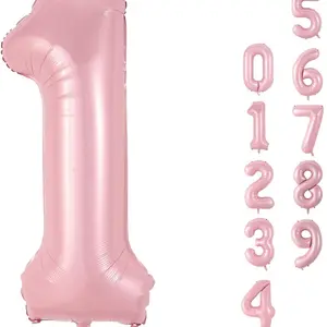 Macaron Number Balloon Set with 1 Roll of Balloon Film and 1 Straw, Balloon Party Supplies, Perfect for Birthday Parties, Graduation, Anniversary, Room Decor, Easter Gift