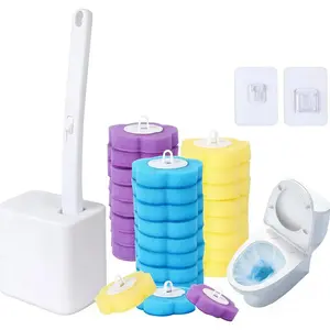 Disposable Toilet Cleaning System with Automatic Flip Cover & Replaceable Heads Safe Easy Clean Hygienic No Touch Home Essential Brush Set