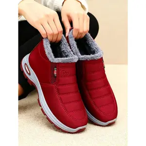 Cotton shoes for middle-aged and elderly people, men's Red shoes, winter fleece cotton shoes, waterproof, anti-slip and warm dad shoes, soft-soled snow boots