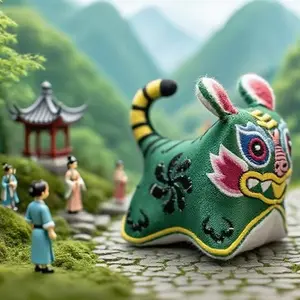 Jade Emerald Tiger Plush |   Handcrafted Talisman of Harmony, Fortune & Longevity