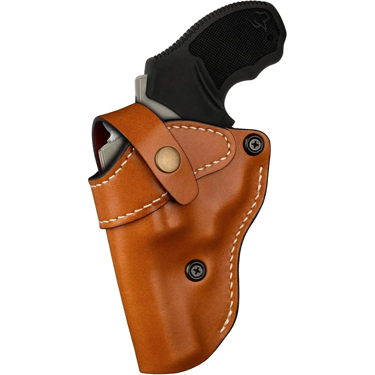 OWB Leather Holster for Revolver Carry, Classic Full-Grain Design with Adjustable Molded Shape for J-Frame & .38 Special, Fits Taurus 605/856, S&W 60, Ruger SP101, 2.5-3 Inch Barrel, Right/Left Hand