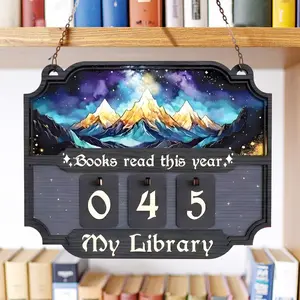 Book Read This Year Tracker Sign, Wooden Annual Reading Count Display Piece, Track Up to 999 Books, Idear for Book Lovers & Readers, Office Book Decor, Home Office Decoration, Gift for Readers & Writers