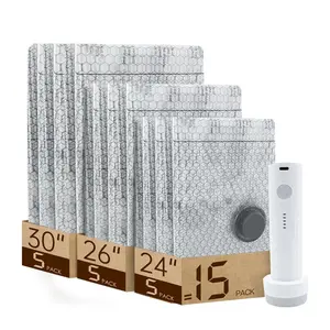 Travel Vacuum Bags with Pump 9/15 Pack Compression Space Saver Bags for Luggage & Suitcase Portable Electric/Hand Pump Airtight Storage for Clothes Bedding & Travel Essentials