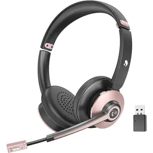 Headset with Mic for Work,  Headphones with Microphone Noise Canceling & USB Dongle, Handsfree 26+ Hours  & Mute Button, for Office/Call Center/Laptop/MS Teams/Conference
