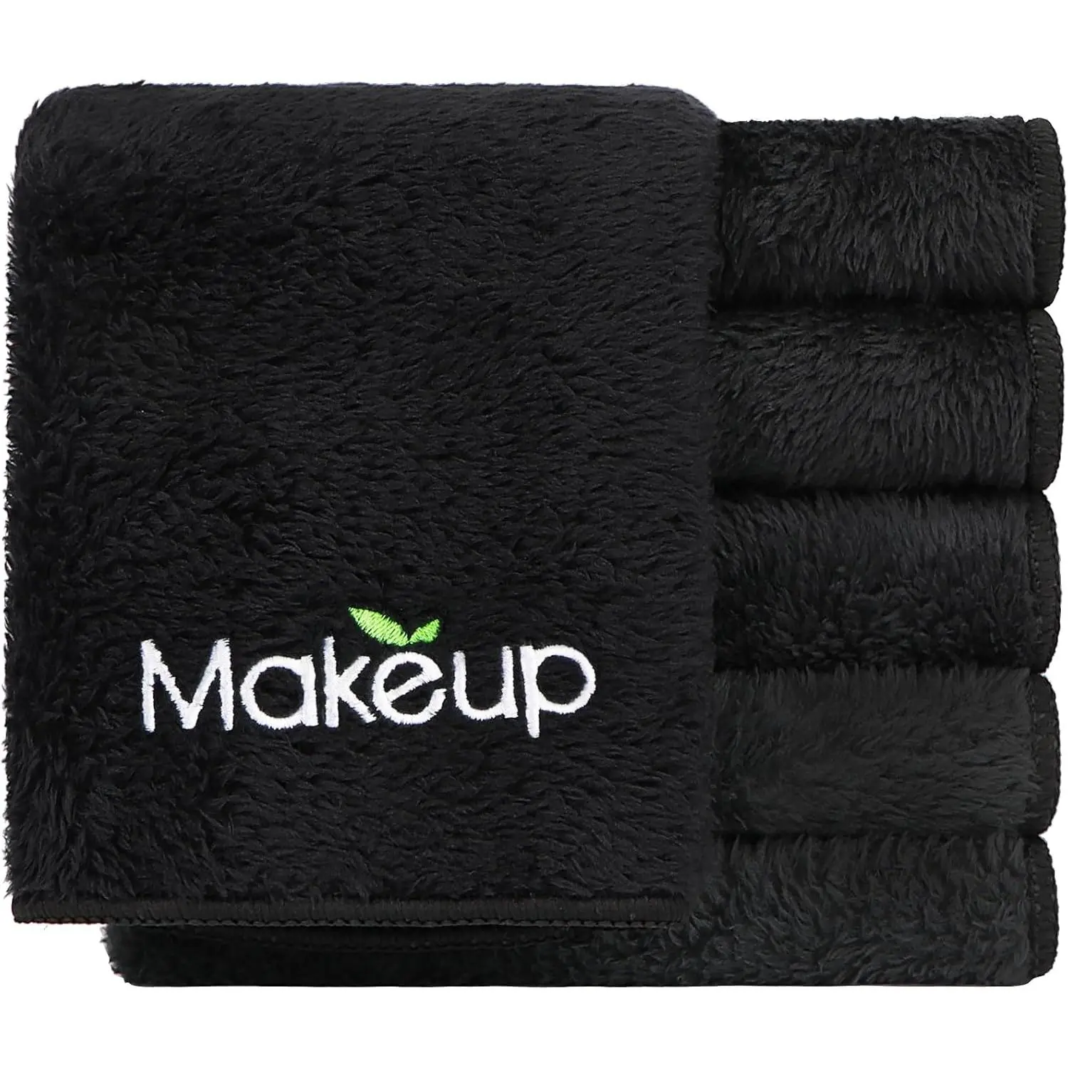 6-Pack Synthetic Premium Microfiber Coral Fleece Makeup Remover Washcloths - Super Soft, Quick-Drying, 13x13in Black Bathroom Towels for Facial Cleansing