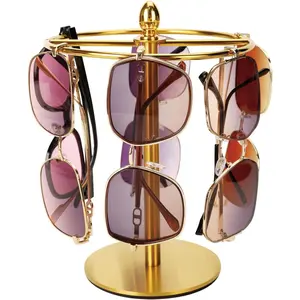 Sunglasses Organizer Display Stand, Eyeglass Holder Rack for 12 Pairs of Glasses, Stainless Steel (Gold)