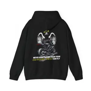 Biker Guardian Angel Wings Hoodie - Motorcycle Safety Quote Spiritual Protection Apparel