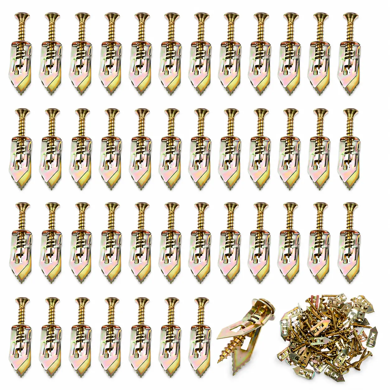ADESKE 400PCS Self-Drilling Drywall Anchors Kit, 200 Plastic Wall Anchors, 200 Zinc Screws, Galvanized Steel, No Drill Required, Heavy Duty, 66 lbs for Drywall Mounting