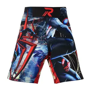 ROAR-INT Kids Spider No-Gi Grappling MMA BJJ Muay Thai Fight Shorts for Boys and Girls