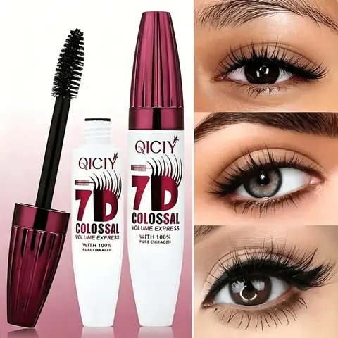 7D Waterproof Volume Mascara, Voluminous Lengthening Mascara, Long Lasting Natural Curling Lashes Mascara for Professional Eye Makeup, Made for Women and Girls