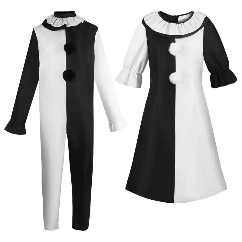 Art Movie Terrifier Clown Cosplay Costume Jumpsuit for Men Women Halloween Carnival Party Role Play Outfit Art The Clown Suit