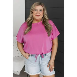 Kind Gestures Drawstring Waist Top- Fuchsia