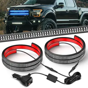 Nilight 2PCS 24 inch Truck Grille Strobe Lights Strip 384 LED Light Blue Flexible Side Flashing Working Safety Waterproof Lighting Kit for Trucks Tow Plow Construction Vehicles