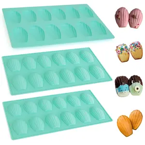 3Pack Madeleine Pan Nonstick, Silicone Madeleine Pans for Baking,12Cavity Shell Shaped Baking Mold,Heavy Duty Madeleine Cookie Pan for Oven