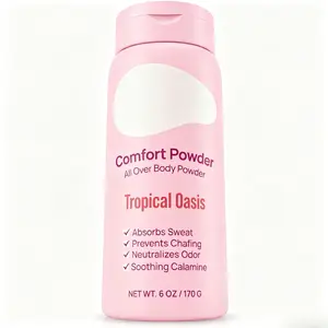 HAPPY CURVES Comfort Powder: Talc Free Anti Chafe Body & Foot Dusting Powder Deodorant to Control Inner Thigh Chafing, and Private Areas 6oz (Pack of 1) - Tropical Oasis
