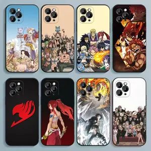 Trending Viral Aesthetic Soft Anime Fairy Guild iPhone Case Black Soft Cover for iPhone 17,16,15,14,13,12,Pro,Max,Plus,E,SE4,Air,Mini