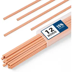 12 pcs Brazing Rods AWS BCuP-5 15% Silver Solder Phos Copper Brazing Alloy Flat Welding Rods 0.050"x1/8"x10" for HVAC, Refrigeration, and Industrial Applications