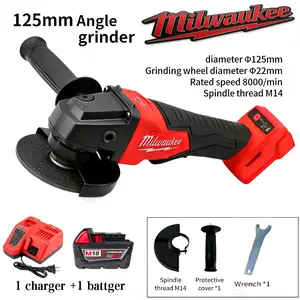 Milwaukee M18 Brushless Cordless Angle Grinder 125mm Electric Polishing and Cutting Tool for Metal Fabrication Stone Grinding and Concrete Work Cordless Angle Grinder with No-Lock Paddle Switch Compact Body and Stable Power Output