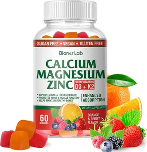 Calcium Magnesium Zinc Gummies with Vitamin D3 and K2 High Absorption Complex with Magnesium Glycinate Calcium Zinc Citrate for Bone Muscle and Immune Health Sugar Free Orange Berry Flavored Daily Support and Wellness Formula
