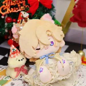 Cute Sleeping‑Eye Blonde Prince Cotton Doll Plush Toy, Crown‑Wearing Royal‑Style Chibi‑Character Stuffed Doll, Kawaii Lolita‑Outfit Anime‑Style Plush