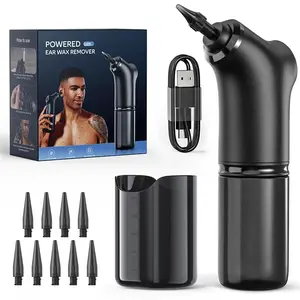 Ear Wax Removal Tool, 1 Set Ear Cleaning Kit Including 9 Counts Disposable Tips & 1pc 5 Hole Soft Spray Tip & 1 Count USB Charging Cord, Personal Hygiene Care Tool