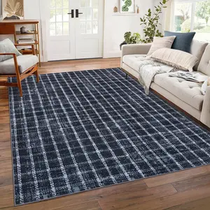Modern geometric plaid Rug soft non-slip Rug ultra-thin foldable interior decoration carpet for living room kitchen office