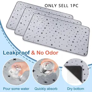 Waterproof Washable Pet Cage Mat, Reusable Non-Slip Floor Protector for Rabbits, Hamsters, Guinea Pigs, Cute Squirrel Pattern (1 Piece)