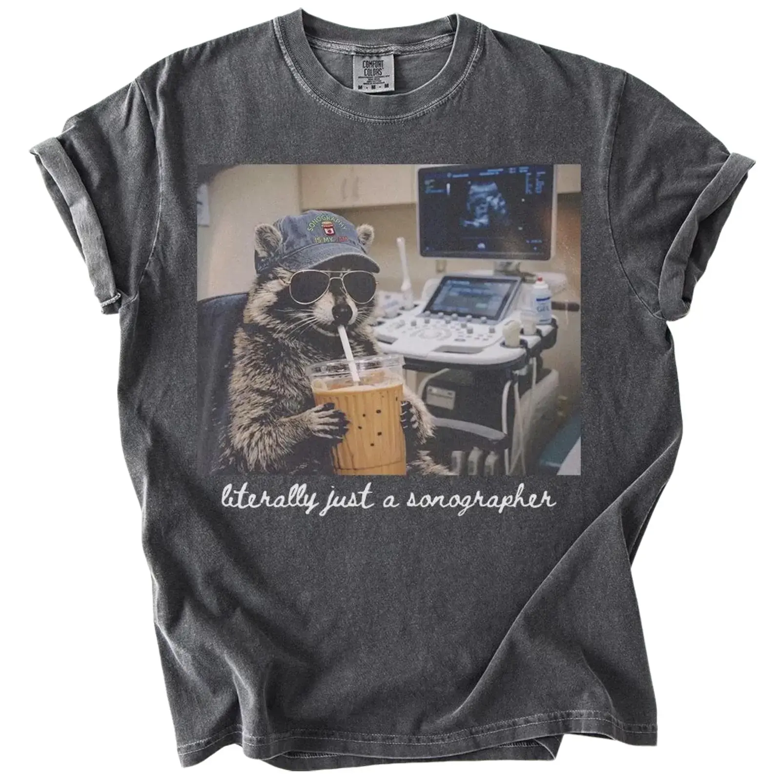 Comfort Colors Sonographer Shirt, Raccoon Ultrasound Tech T-shirt, Technologist Graduation Gifts, Sonography Tee, Cute Radiology Department