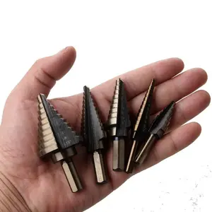 5-Piece Step Drill Bit Set for Steel Plate, High-Performance Hole Drilling, Versatile Tool for Electric Drill Applications