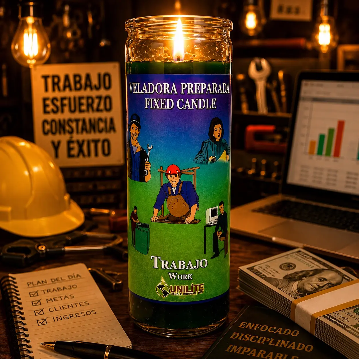 Work Fixed Candle - Trabajo Prayer Candle 8in
