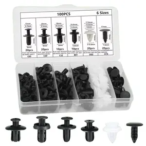 100 PCS Bumper Retainer Clips Car Rivets Fasteners Retainer Kit and 1 Fastener Removers Most Popular Sizes Auto Push Pin Rivets Set -Door Trim Panel Fender Clips for Most Models