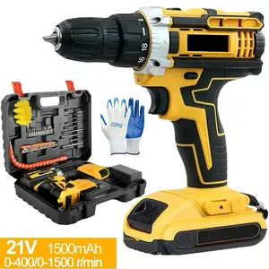 A versatile 21V Cordless Drill Driver and Screwdriver with 2 Batteries & 1 Brush, featuring a compact design and ergonomic build for both indoor and outdoor use