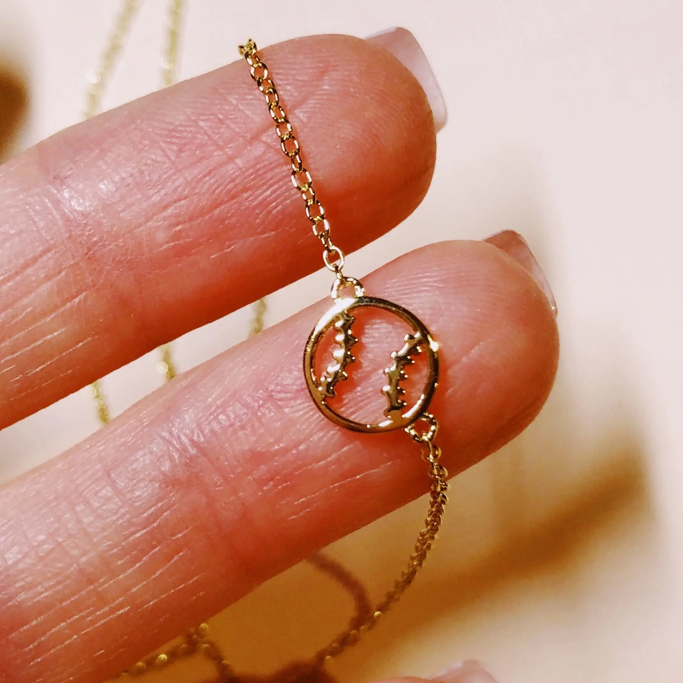 Dainty Softball Necklace - Solid .925 Sterling Silver