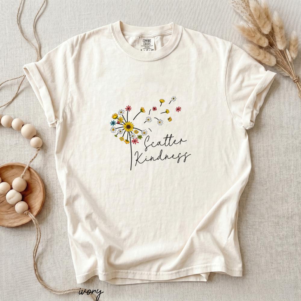 Comfort Colors Scatter Kindness TShirt, Be Kind T-Shirt, Positive Quote Tee, Inspirational TShirt, Dandelion T-Shirt, Floral Women Gift – Printfamily, Tops, Nurse, Hospital