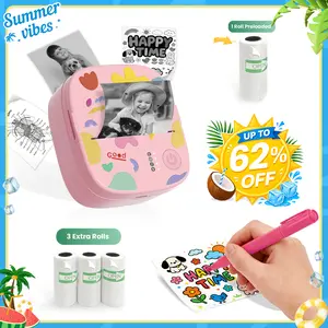 [Summervibes] XenGro Mini Sticker Bluetooth Printer included 3 Roll label Thermal Pocket Printer,Inkless Portable Printer B&W Printing Only for Study Notes, Photos, Memos, Lists, Journals Printing Machine Sticky Label, Birthday Gifts for Girls Boys