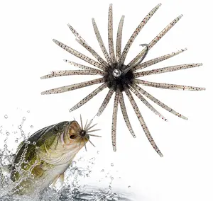 Tentacle Soft Fishing Lures, Sea Urchin & Worm Simulation Bait, Slow Sinking Finesse Lure for Wacky Rig, Neko Rig & Drop Shot Bass Fishing