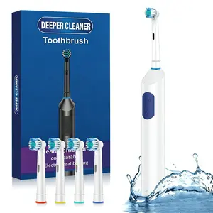 Rotary Electric Toothbrush, Rechargeable Electric Toothbrush 5 Modes & 4 Replaceable Brush Heads for Deep Cleaning Cleansing Oral Care