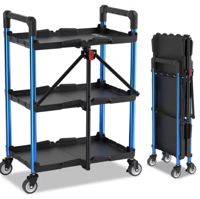 WORKPRO 3-Tier Folding Collapsible Service Cart