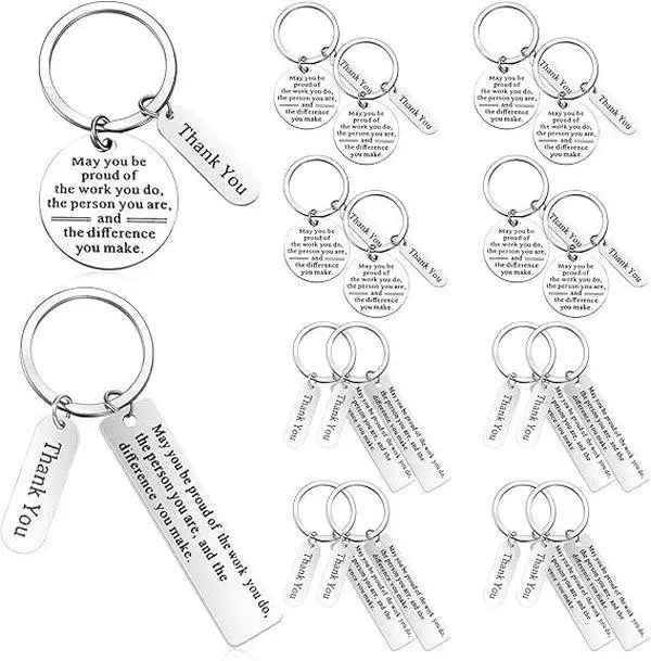 16Pcs/Set Appreciation Keychains,Stainless Steel Rectangular with Inspirational Quote,Thank You Gifts for Employees,Colleagues,Teachers,Mentors,Doctors,Nurses,Coaches,Christmas,DIY Hand Tools Kits