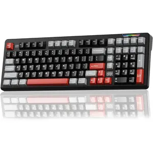 LINGBAO K98  Mechanical Gaming Keyboard, Tri-Mode BT5.0/2.4GHz/USB-C, Gasket Custom Hot-Swappable Linear Switches Creamy Keyboard with Number Pad, RGB Backlit Gaming Keyboard for PC Laptop