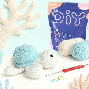 Yamaxin Beginner Crochet Kit, Turtle Shape DIY Knitting Material Pack, Includes Teaching Videos, Random Accessory Colors, Crochet Hooks