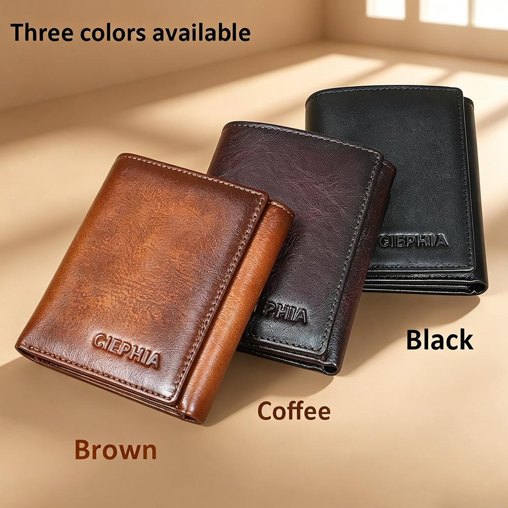 CIEPHIA Vintage Men’s Genuine Leather Trifold Wallet with RFID Blocking, 9 Card Slots & 3 ID Windows Large Capacity 2 Deep Cash Pocket Wallet for Men, Perfect Everyday Carry & Gift