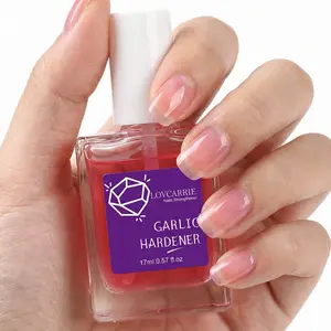LOVCARRIE New Arrival Garlic Nail Hardener Pink Gel, Calcium Enriched, Fast Dry Shiny and Glossy, No Heat Required, 17ml Nail Protection and Strengthener. Alcohol Free. Personal and Salon DIY Manicure. Protect Weak, Thin, Brittle Nails. Nail Care Oil.