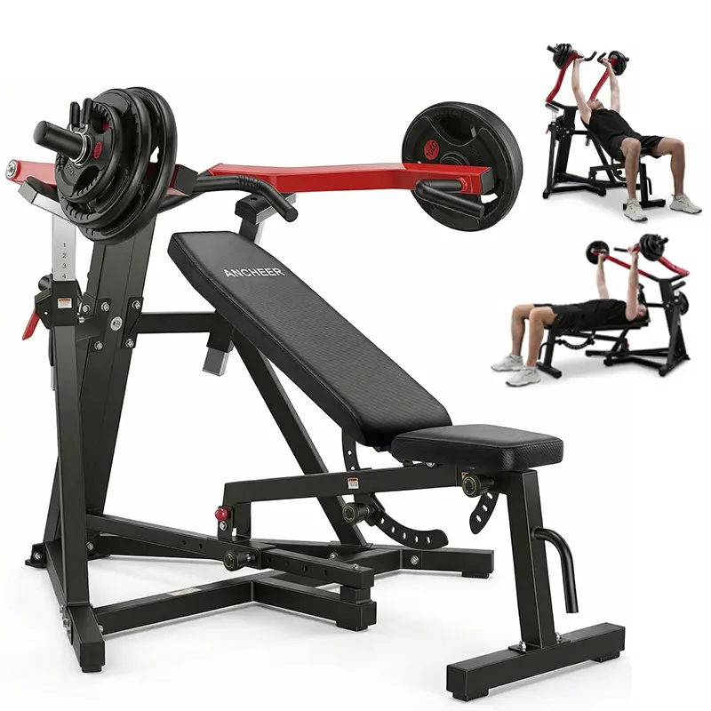 ANCHEER Chest Press Machine with Weight Bench - 1250LBS Capacity, Independent Arms, 10+5 Adjustable Settings for Full Chest & Upper Body Strength Training, At Home Gym Equipment for Home Gym Workouts,father'sdaygifts