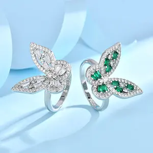 Women’s Adjustable Butterfly Open Ring - Micro-Set Cubic Zirconia Index Finger Non-Natural Crystal Jewelry Accessory engagement party jewelry valentine