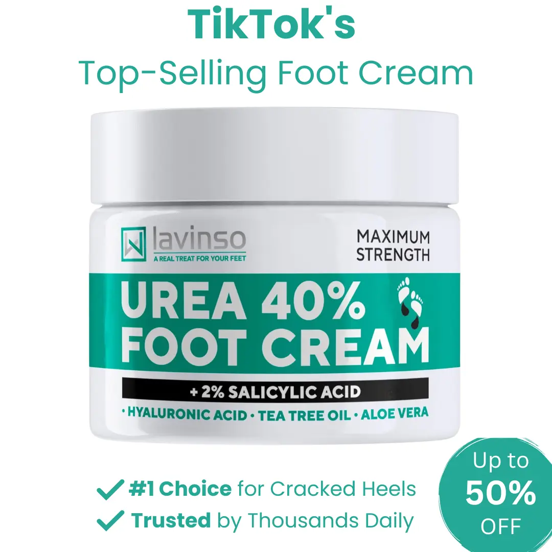 Lavinso 40% Urea Foot Cream - Fix Cracked Heels Fast | Hydrating Repair for Calluses, Rough Skin & Dry Feet Trusted Daily Moisturizer Moisturizing Foot Care Acid, Foot Healing Cream, Single Item