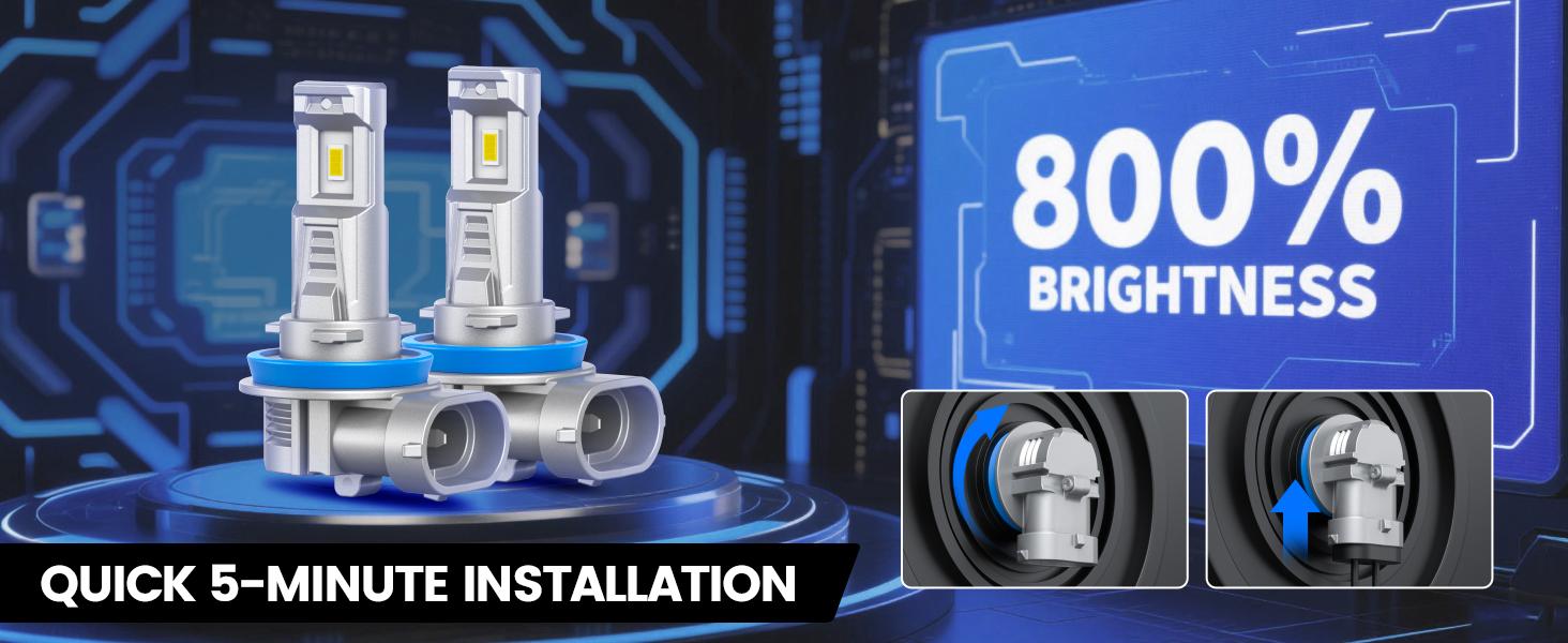 9005 H11 Light Bulbs Combo, 60000LM Super Bright 6500K Cool White, Fanless 1:1 Mini Size, Pack of 4 9005 H11 Light Bulbs Combo, 60000LM Super Bright 6500K Cool White, Fanless 1:1 Mini Size, Pack of 4