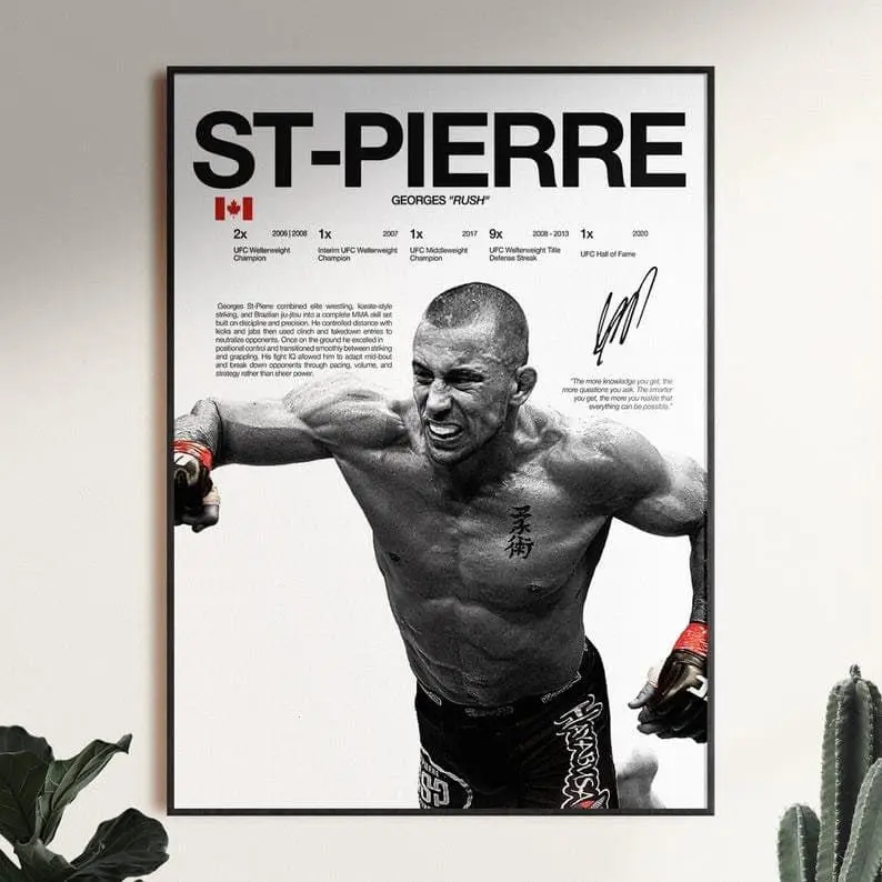 Georges St Pierre Poster, UFC Wall Print, MMA Wall Print, Fighter Poster, Gym Poster, UFC Fan Room Decor